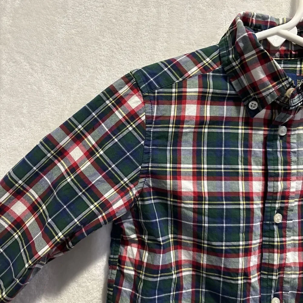 Polo Ralph Lauren Toddler Boy Plaid Button Down Natural Stretch Shirt 3/3T